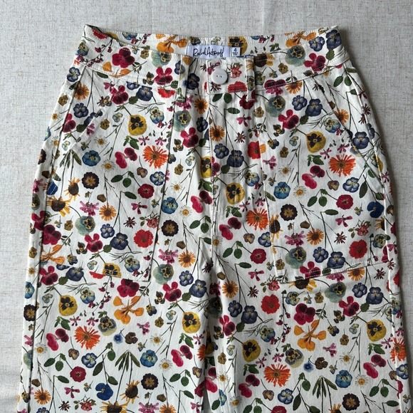 Rachel Antonoff Mike Pant Pressed Flowers Wide Leg High Rise Pants Size 4 - Picture 7 of 14